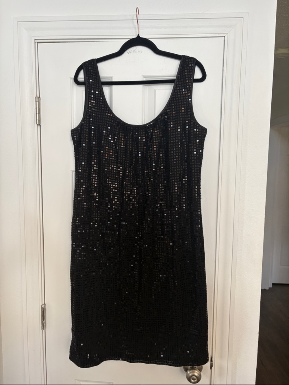 New York & Company Black Sequin Tank‎ Mini Dress